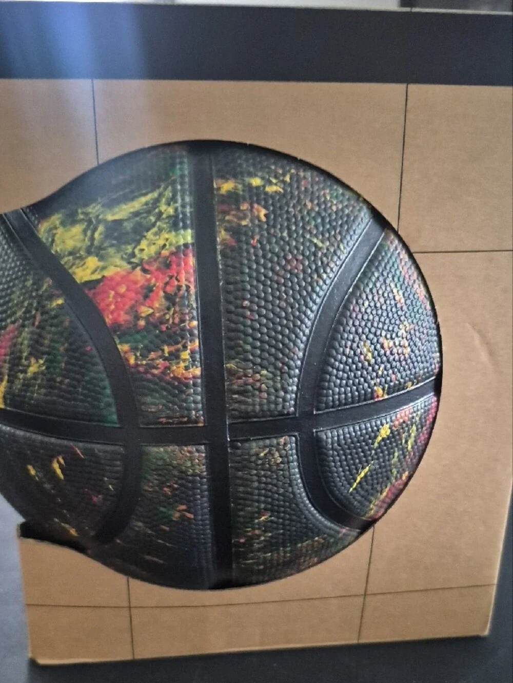 Nike Black Basketball with White Swoosh and Multicolor Specks